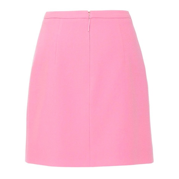Christopher Kane Pink Mini Skirt With Art Nouveau Motif - Crepe Wool Wrap-Effect - Picture 11 of 13